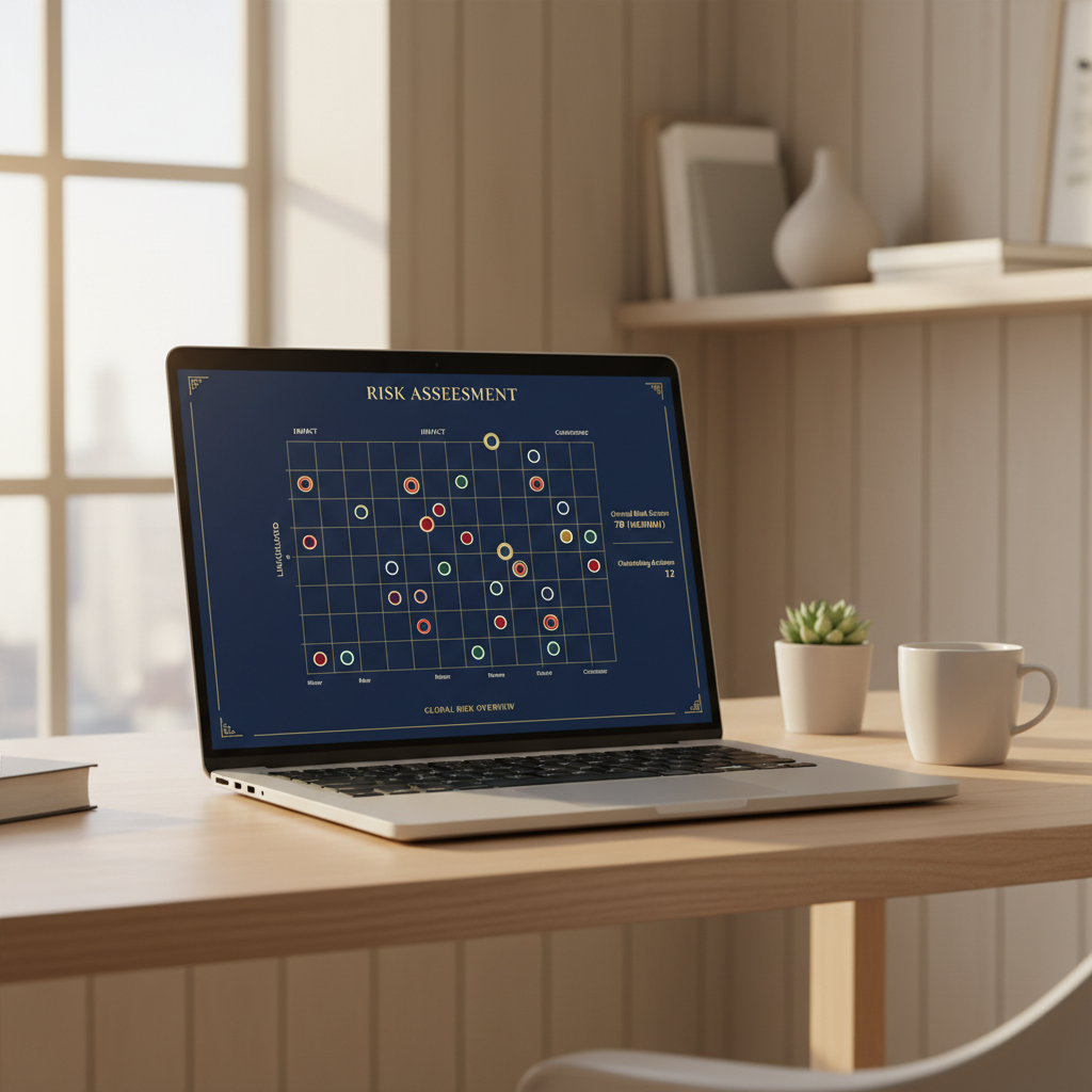 Illustration av personligt ansvar i styrelser - dokument, paragraftecken och skyddssköld i navy och guld