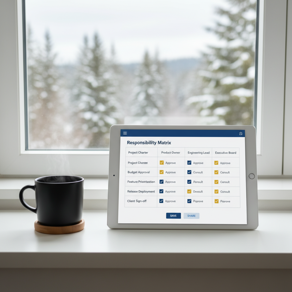Illustration av beslutsmandat och ansvarsfördelning mellan VD och styrelse